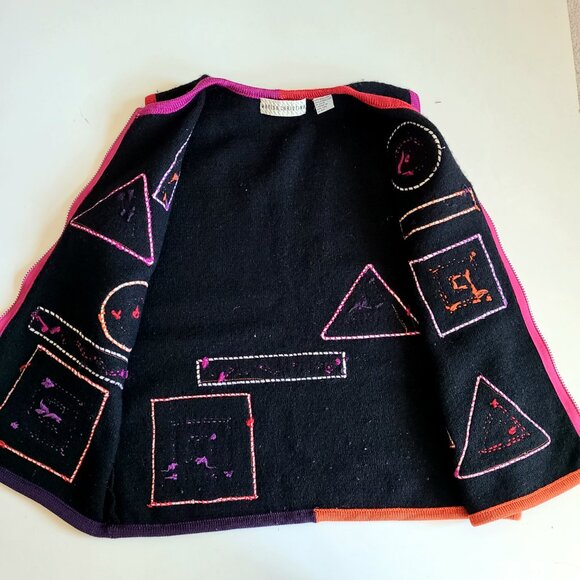 Vintage Marisa Christina 100% wool vest bright pink and purple geometric design. - Picture 6 of 7